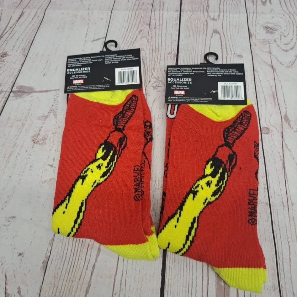 Marvel Iron Man All Over Graphics‎ Crew Socks Size 9-13 (Lot Of 2 Pair)